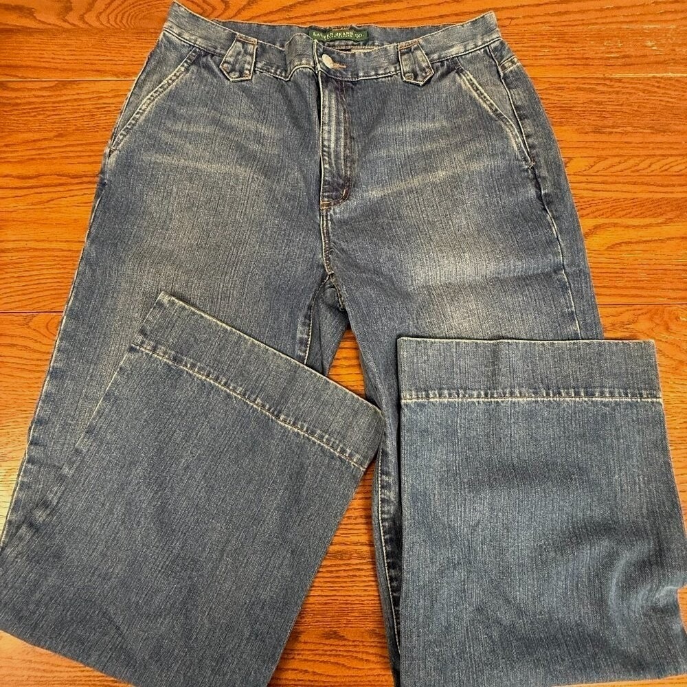 Lauren Ralph Lauren Jeans Co Womens Wide Leg Denim Jeans Med Wash Blue‎ Size 12